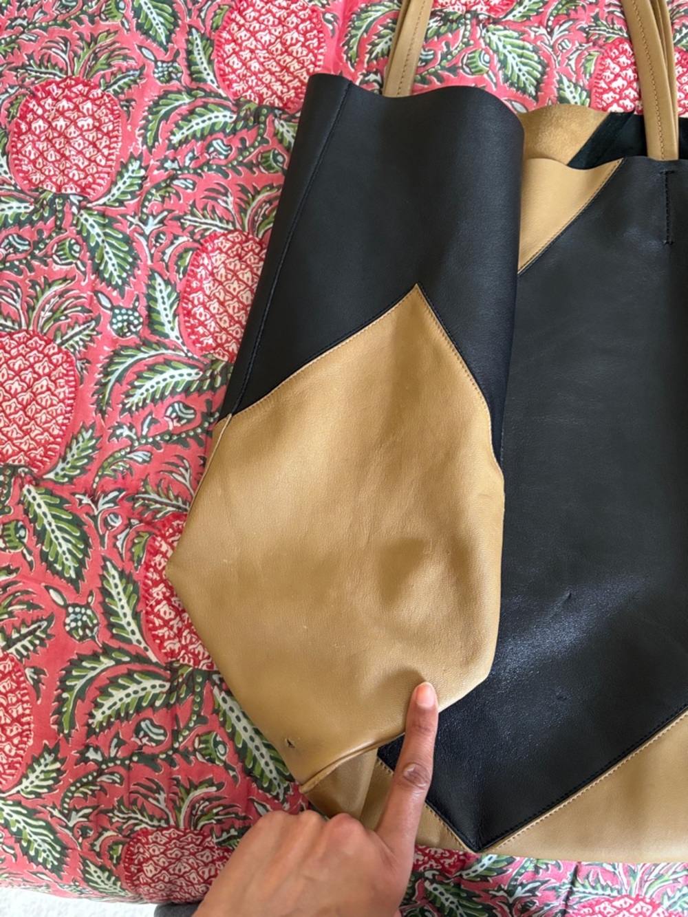 Celine Black & Tan Two-Tone Leather Tote - Picture 9 of 15
